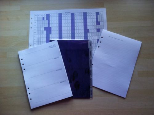 A5 Organiser Filofax Week On 2 Pages 2015 Diary Refill Set. Purple.