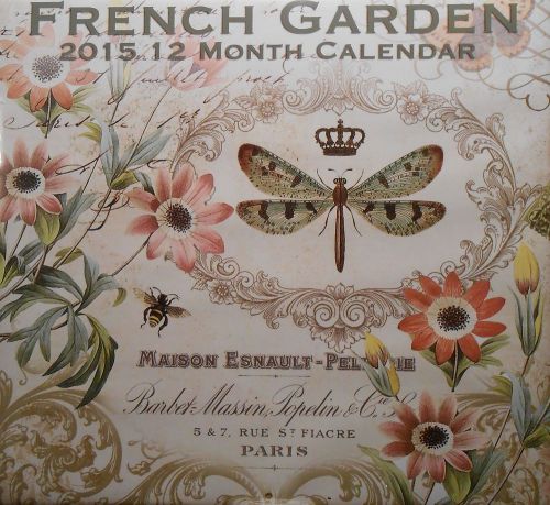 2015 Calendar FRENCH GARDEN Butterflies Birds12-Month 12&#034;x11&#034; SEALED