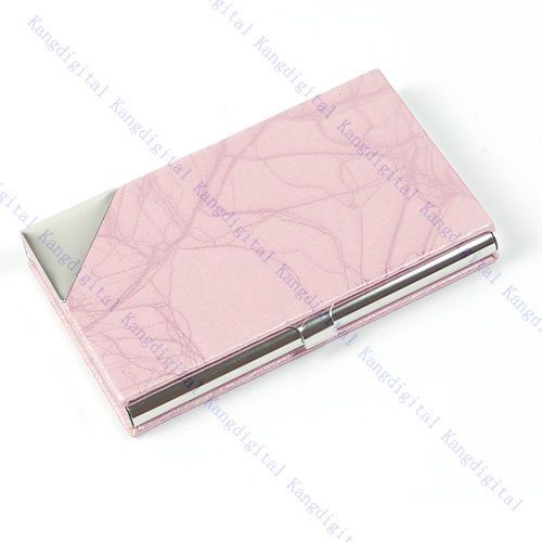 New Chic Leather Metal Business Credit Card Holder Case Box Pink