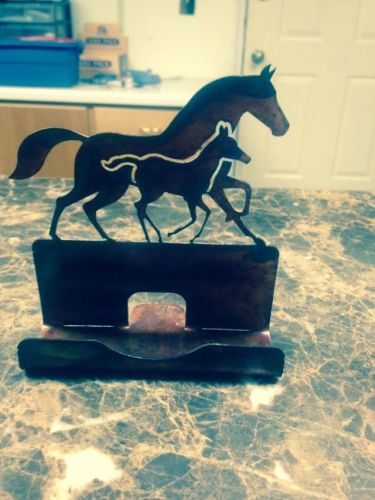 Metal Horse Card Holder Mare And Foal
