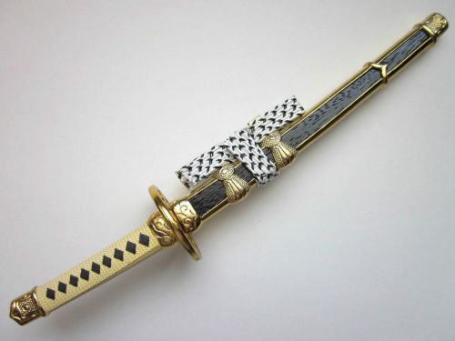 Japanese Letter Opener Black &amp; Golden Samurai Katana Sword Ninja Japan