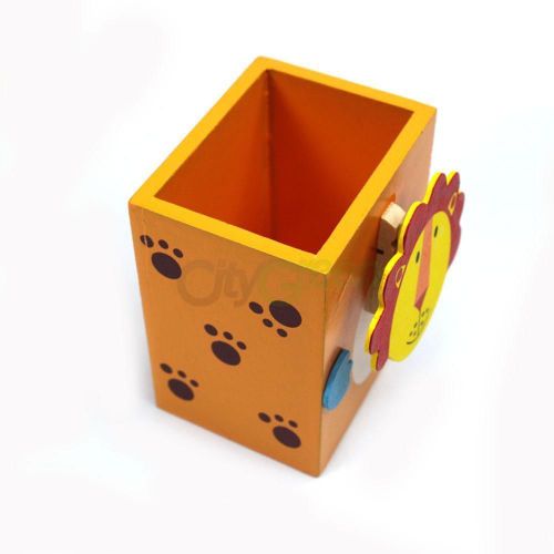 Wooden Pen Display Holder Stand Rack with Memo Clip Orange Lion Style