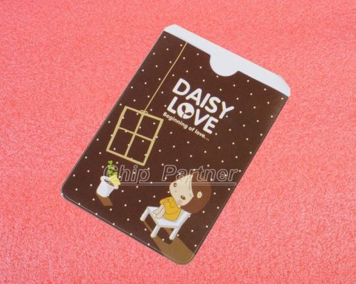 Lovely Cartoon Bus IC ID Smart Credit Card Skin Cover Holder Bag Brown Girl