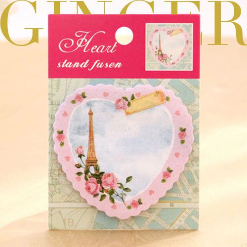 Paris Flower Heart Sticker Post It Bookmark Mark Memo Pads Sticky Notes AB01