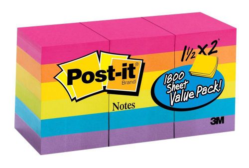 1800 SHEET Post-it Notes 1.5&#034;x2&#034;  Pack Lot Sticky Pad Assorted Colors Yellow 3M