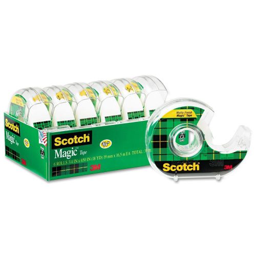 Scotch Magic Tape 3/4&#034; x 650&#034;6 Rolls in Refillable Dispensers - Brand New Item