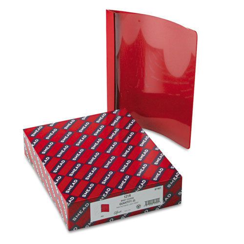 Poly Report Cover, Tang Clip, Letter, 1/2&#034; Capacity, Clear/Red, 25/Box