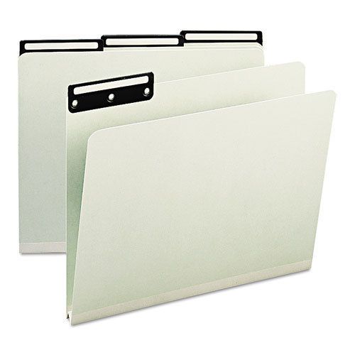 One inch expansion metal tab folder, 1/3 tab, letter, gray green, 25/box for sale