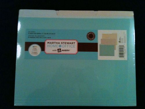 New martha stewart files 3 sealed blue beige tan organizer letter sized folders for sale