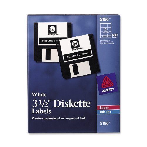 Avery Diskette Label - 630 / Box - Circle - 9/sheet - Laser, Inkjet - (5196)