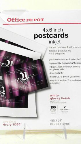 Office Depot Inkjet Postcards 4&#034;x6&#034; Glossy Design Print Labels CHOP 38SXz1