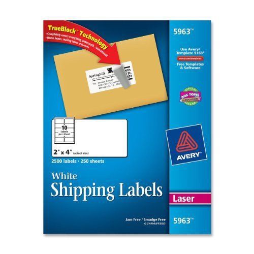 Avery Easy Peel Address Labels - 2&#034; Width X 4&#034; Length - 2500 / Box - (5963)