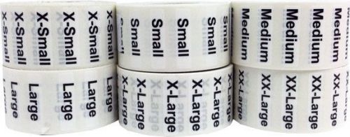 Clothing Size Strip Pack - 6 rolls of 1.25&#034;x5&#034; Adhesive Apparel Size Labels