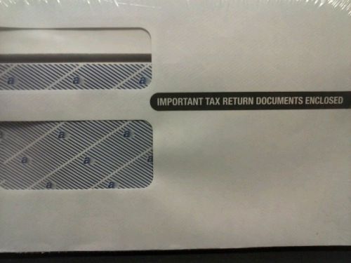 (2) 25 ct 1099 Tax Form ENVELOPES Double-Window Self-Seal 8-3/4&#034; x 5-5/8&#034; Tinted