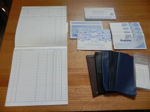 Assortment of checkbook covers and checkbook registers