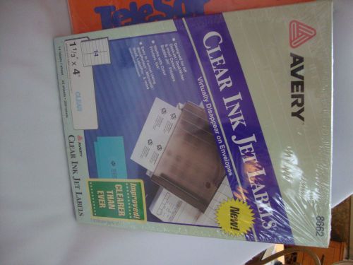 AVERY 8662 Clear Ink Jet Labels 1 1/3&#034; x 4&#034; 350 labels 14 sheets new