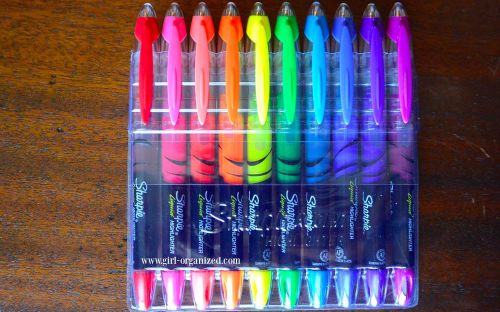 Sharpie Accent Liquid Pen Style Highlighter, Chisel Tip, Assorted, 10/Set