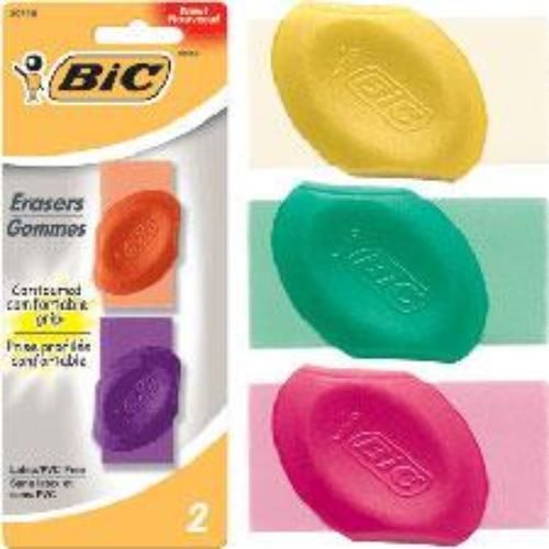 BIC Erasers With Grips Assorted 2 Pack