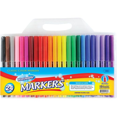 New bazic 24 fine line washable watercolor markers for sale