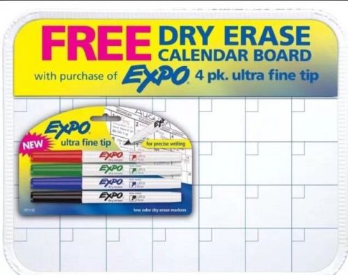 Expo Low Odor Ultra Fine Tip Dry Erase Markers w/ Free Dry Erase Calendar Board