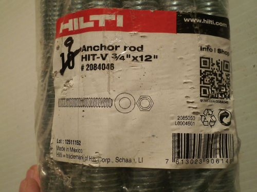 Qty = 9: Hilti Anchor Rod HIT-V 3/4&#034; x 12&#034; Part No. 2084046
