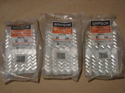 3 Packs Simpson Strong-Tie Connectors Brick Ties BT Qtn. 100  (3 Packs=300)