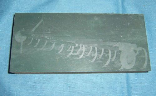 vintage print block of mounted field cultivator - C2558