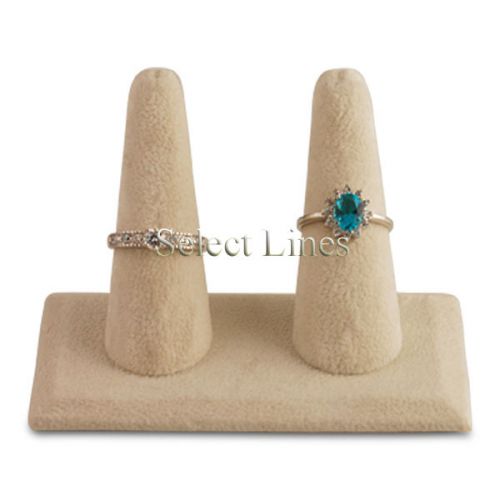 NEW Beige Suede 2 Finger Ring Stand Jewelry Display