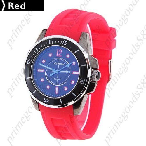 Unisex Quartz Watch Wrist watch Rubber Band Free Shipping Wholesale in Red
