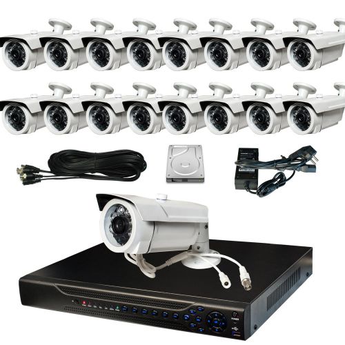 CCTV 16CH D1 DVR 850TVL COMS D/N IR Bullet Camera Network Security Kit 1x2TB HDD
