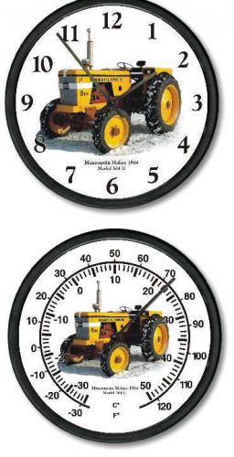 New MINNEAPOLIS MOLINE Model 304U Tractor Clock and Thermometer Set 10&#034; Round