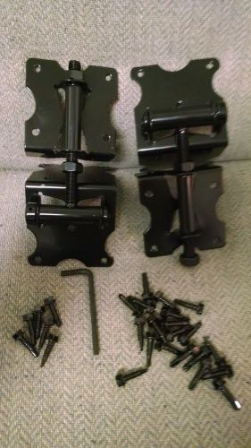 Set black powder coated s/s hinges for vinyl, pvc, wood gate self closing adjust for sale