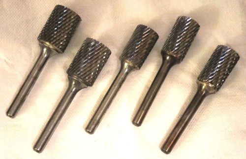 Set of 5/end cut cylinder tungsten carbide die grinder bur/double cut/brand new! for sale