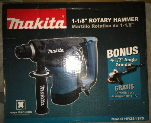 New!!! makita hr2811fx 1-1/8&#034; rotary hammer w/ free 4-1/2 in. angle grinder for sale