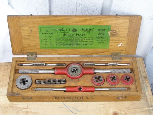 Vintage Mayhew Screw Plate No. 4201 1/4 1/2 Standard Thread Tap &amp; Die Set in Box
