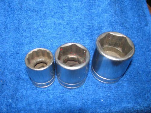 SNAP ON TOOLS 1/2 INCH DRIVE SHALLOW SOCKET LOT