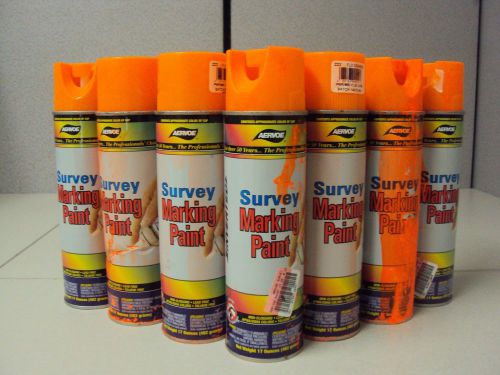 Lot of 7 aervoe 222 fluorescent survey marking paint aerosol 20 oz (orange) for sale