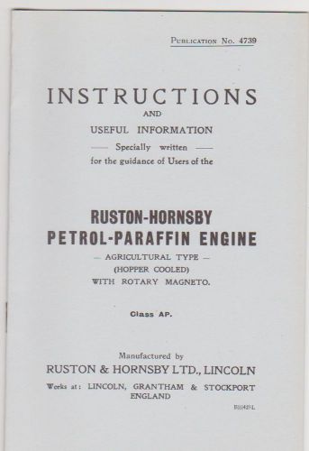 Ruston AP Engine with BTH Magneto - Instruction Book