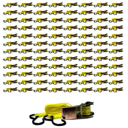 96pc 1&#034;X15&#039; Ratcheting Tie Down Moving Truck Bed Motorcycle Hauling Cargo Straps