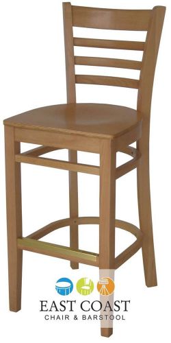 New Wooden Natural Ladder Back Restaurant Bar Stool with Natural Wood Seat