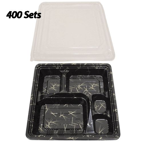 Bento Boxes- 8.2&#034;x8.2&#034;x1.6&#034; (400 Sets) Plastic Bento Box/Takeout/To Go