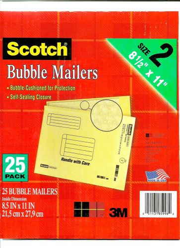 Scotch 3M Bubble Mailer  - Lot of 25 - 8.5&#034; x 11&#034; (21,5 cm x 27,9 cm), Size #2