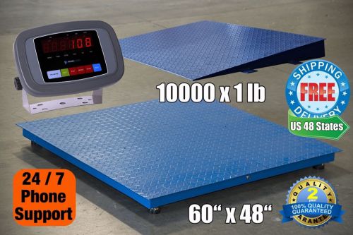 New 10000lb/1lb 5&#039;x4&#039; (60&#034;x48&#034;) Floor Scale / Pallet Scale w/ Indicator &amp; 1 Ramp