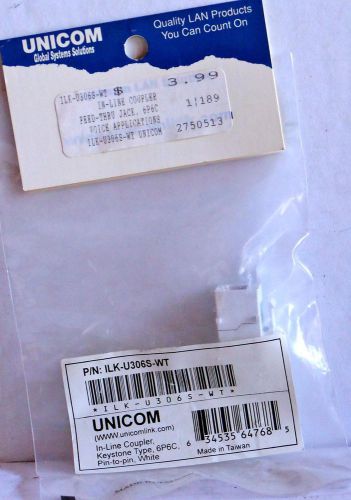 Unicom inline coupler, feed through jack, 6p6c, rj1-11, white, ilk-u306s-wt new for sale