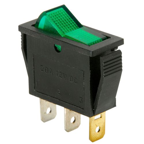 SPST Small Rocker Switch w/Green Illumination 12VDC 060-682