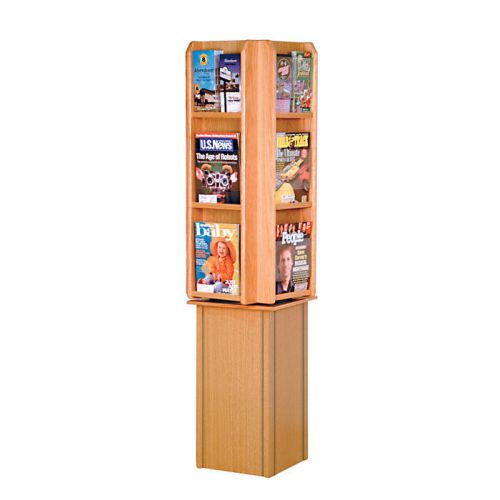 Wooden mallet mr-24fs light oak free standing rotating magazine rack for sale