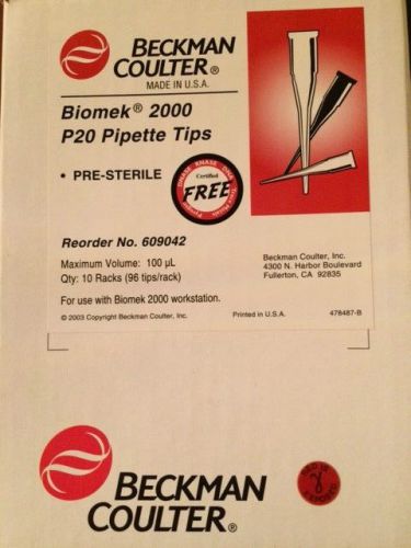 Beckman Coulter 609042, Biomek 2000  P20 Pipette Tips, Pre-Sterile, Case of 960