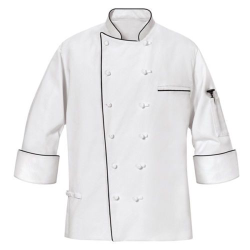 Mens master white chef coat with black piping size s,m,l,xl,2xl,3xl,4xl for sale