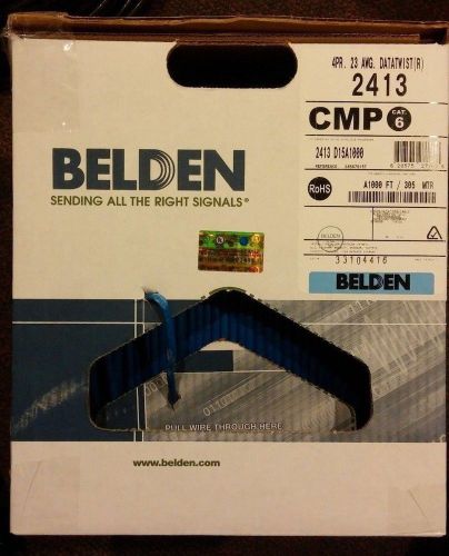 New Belden 2413 23 AWG Cat6 1000 Feet Blue Cable