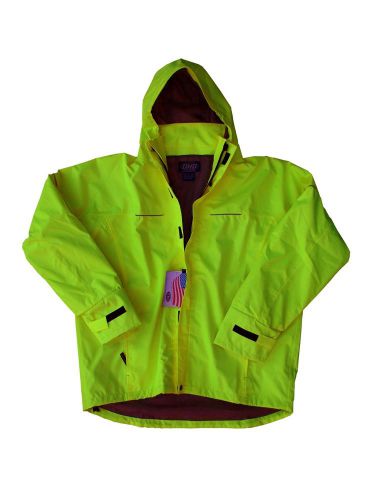 Safety Green Waterproof Jacket 100% Polyester, Dutch Harbor TY601, Small